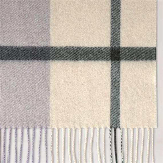 Mulberrry Small Check Merino Wool Scarf Eggshell-Olive 